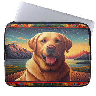 Blumiger Labrador Retriever Farbiger Border Hund Laptopschutzhülle