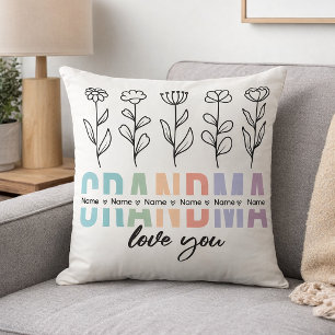 Blumiger Name-Geschenk der Enkel zum Muttertag Kissen