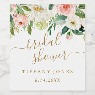 Blumiger Rosa Gold Konfetti Junggesellinnenabschie Weinetikett