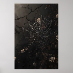Blumiger Spinnennetz-Druck, dunkle akademische Got Poster