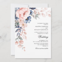Blumiger Staubblauer Wasserfarben-Blüten-Hochzeit