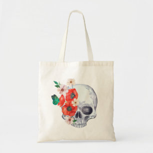 Blumiger Totenkopf-Tragetasche Tragetasche
