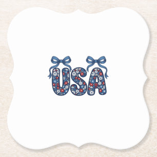 Blumiger USA-Bogen Patriotisches Vektor-Design_1 Untersetzer