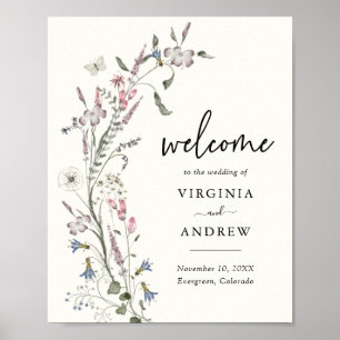 Blumiger Willkommens-Hochzeitsposter Poster