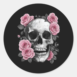 Blumiger Zucker-Schädel-Rosen-Geburtstagsblumen-Sk Runder Aufkleber