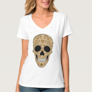 Blumiger Zuckerschädel Dia de los Muertos T-Shirt