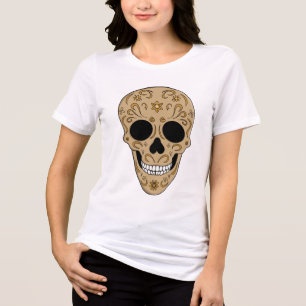 Blumiger Zuckerschädel Dia de los Muertos Tri-Blend Shirt