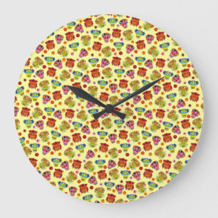 Blumiger Zuckerschädel Große Wanduhr