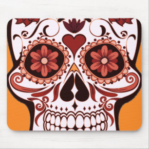 Blumiger Zuckerschädel Tag der Toten Kunst Mousepad
