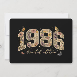 Blumiges 40. Geburtstags-Limited-Edition 1986 Einladung