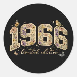 Blumiges 60. Geburtstags-Limited-Edition 1966 Runder Aufkleber