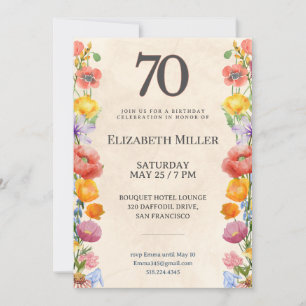 Blumiges 70. Geburtstagsjubiläum – Elegantes Garte Einladung