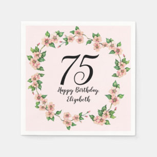 Blumiges 75. Geburtstags-Rosa Pretty Blush Serviette