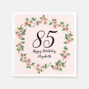 Blumiges 85. Geburtstags-Rosa Pretty Blush Serviette