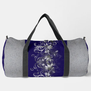 Blumiges abstraktes Blau & Grau Personalisiert Duffle Bag