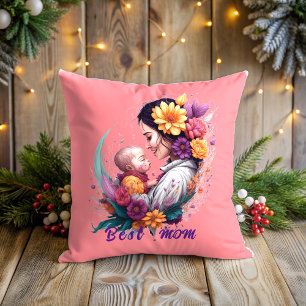 Blumiges abstraktes Vintage-Beste-Mutter-Kissen Kissen