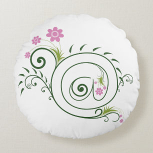 Blumiges At-Zeichen Flourish Rundes Kissen