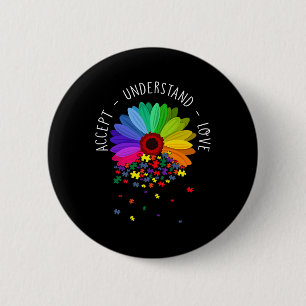 Blumiges Autismus-Bewusstsein Gänseblümchen Autism Button