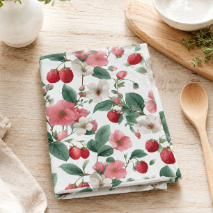 Blumiges Beeren Cottagecore Wasserfarben Küchentuc Geschirrtuch
