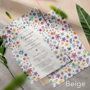 Blumiges Beiges Wildblumen-Hochzeitsprobe-Dinner Einladung
