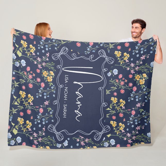 Blumiges Blau Einzigartige Mama Wir lieben dich Fleecedecke (Beispiel)