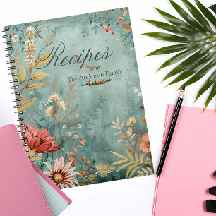 Blumiges BOHO Familienrezept Andenken Notizblock