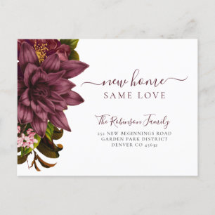 Blumiges botanisches chic elegantes Umzug Ankündigungspostkarte