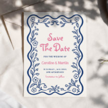 Blumiges botanisches Gartenskript Save-the-Date