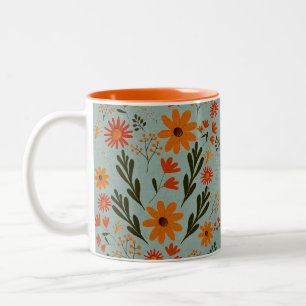 Blumiges Buntes Blumen-Tasse Zweifarbige Tasse