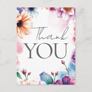 Blumiges Danke Elegant Modern Schlicht Modern Postkarte