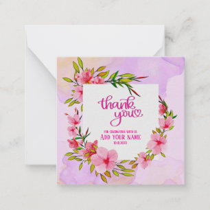 Blumiges "Danke" I Elegante rosa Kirschblüte Mitteilungskarte