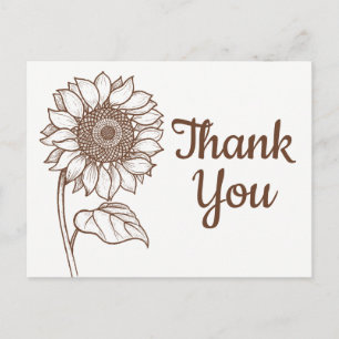 Blumiges Dankeschön Braune Blume Hochzeit Vintage Postkarte