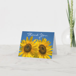 Blumiges Dankeschön Gelbe Sonnenblume Blaue Blumen Dankeskarte