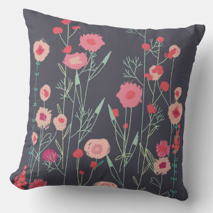 Blumiges Dunkel Kissen