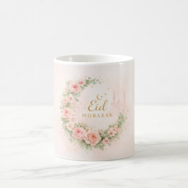 Blumiges Eid Mubarak Mug – Rosa Islamisches Gesche Kaffeetasse