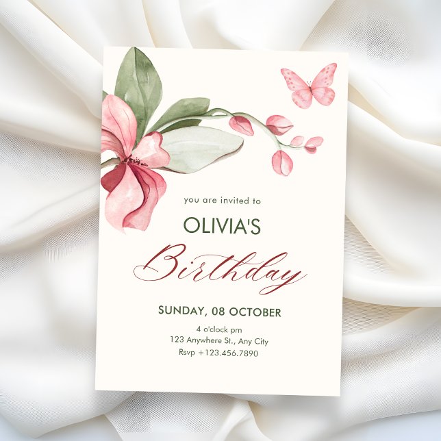 Blumiges elegantes Geburtstag Einladung (Von Creator hochgeladen)