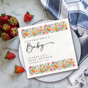Blumiges Fiesta-Taco-Baby-Shower Serviette