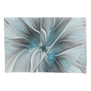 Blumiges Fraktal Modernes abstraktes Blumen Blau G Kissenbezug
