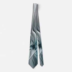 Blumiges Fraktal Modernes abstraktes Blumen Blau G Krawatte