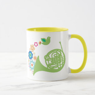 Blumiges französisches Horn-Musik-Geschenk Tasse