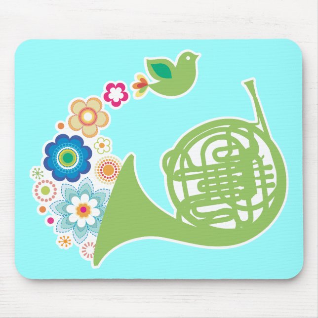 Blumiges französisches Horn-Musik Mousepad (Vorne)