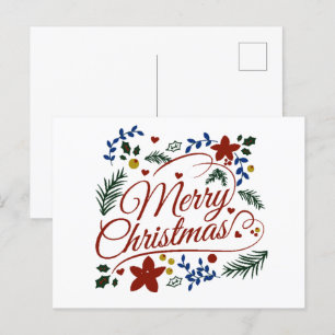 Blumiges Frohe Weihnachten Postkarte