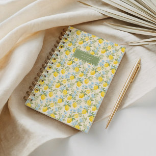 Blumiges Gelb, Grün und Blau Amalfi Notizbuch