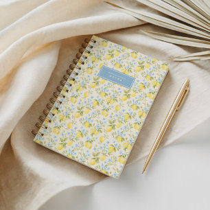 Blumiges Gelb und Blau im Amalfi-Stil Notizbuch