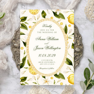 Blumiges gelbes Hochzeitskleid nahtlos Einladung