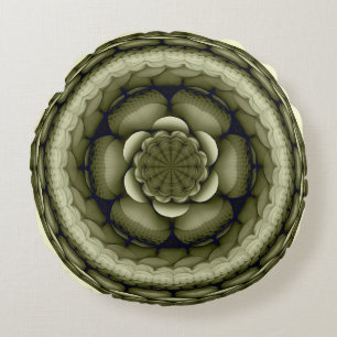 Blumiges geometrisches Ornament rundes Kissen