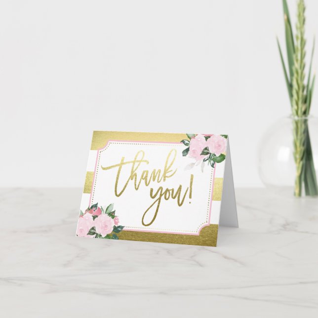 Blumiges Gold-Faux-Foil | Dankeschön Dankeskarte (Vorderseite)