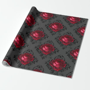 Blumiges Gothic-Grunge-Weihnachtsmuster Geschenkpapier