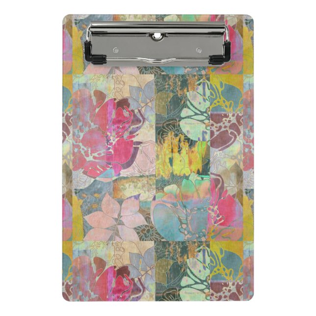 Blumiges Grunge-Muster Mini Klemmbrett (Vorderseite)