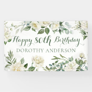 Blumiges Happy 80. Geburtstag Banner